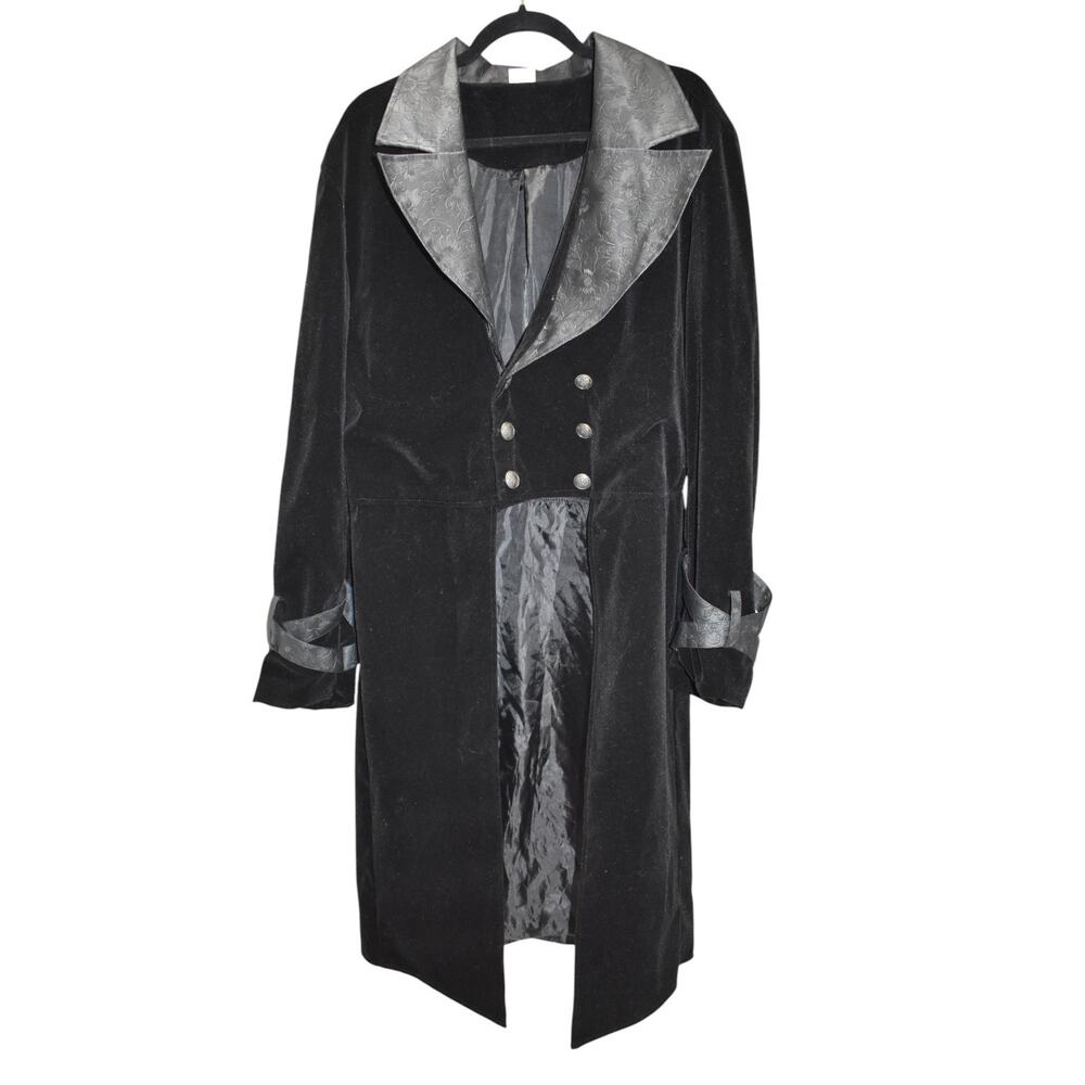 SPIRIT Stagecoach Coat - Black Floral Velvet - Gothic Victorian Vampire - Medium